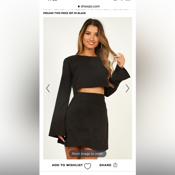 SHOWPO CUT TO THE FEELING TWO PIECE SET IN BLACK Size XS - Picture 1 of 4